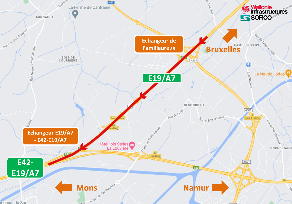 Travaux : chantier sur l’autoroute entre Houdeng et Familleureux