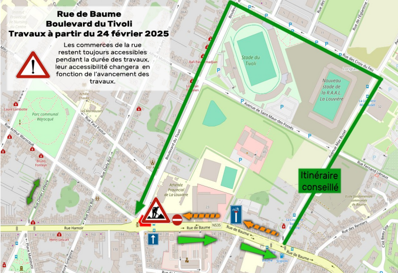 La Louvière : travaux prévus à la jonction entre le boulevard du Tivoli et la rue de Baume