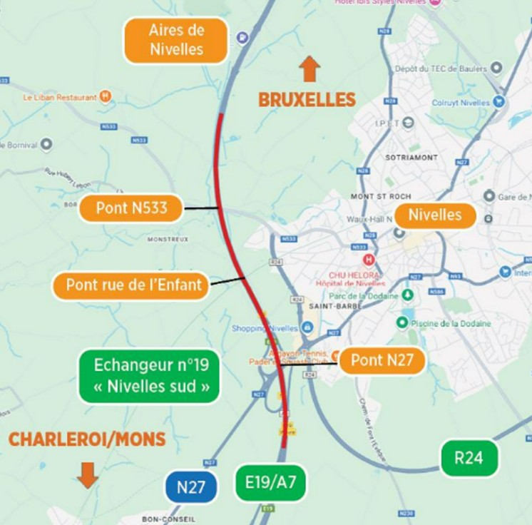 Seneffe : le chantier sur l'E19/A7 impactera la commune