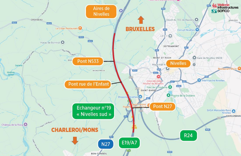 E19/A7 : la commune de Seneffe demande des mesures pour réduire l’impact des travaux
