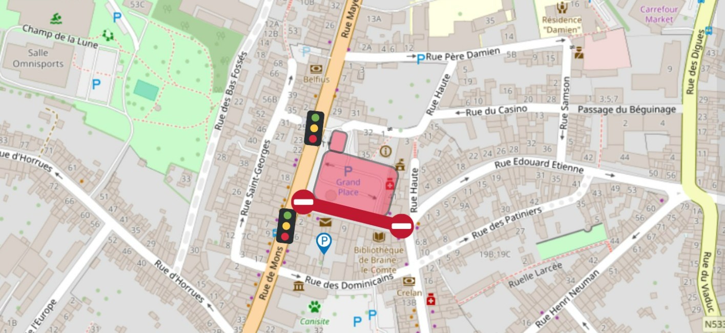Braine-le-Comte : fermeture de la Grand-Place ce vendredi 13 février