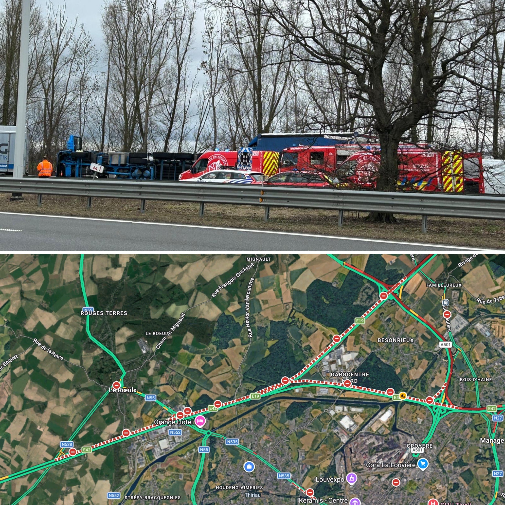 Accident E42 : opérations en cours, pas encore de réouverture