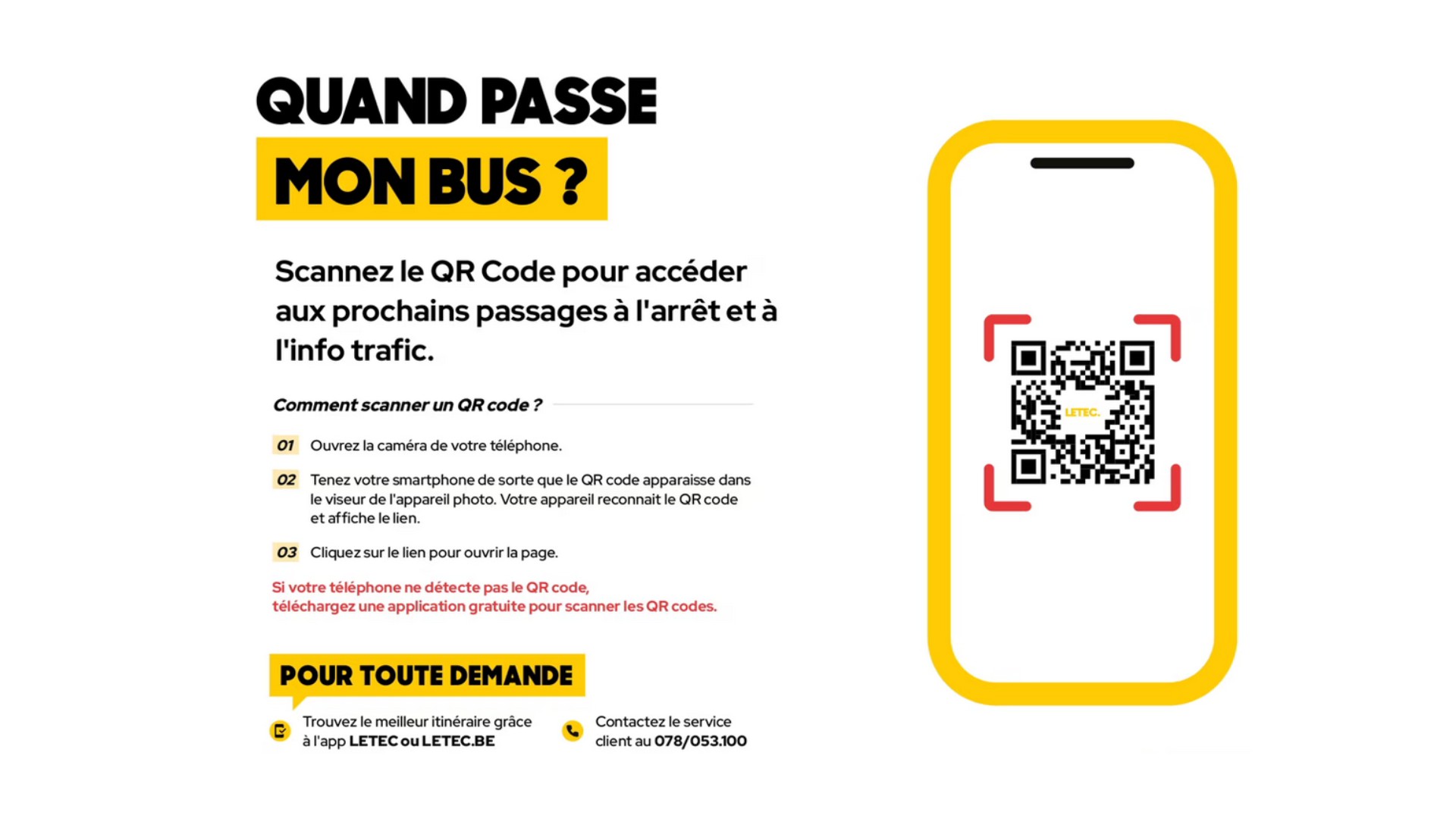 TEC : des fiches QR Code aux arrêts de bus