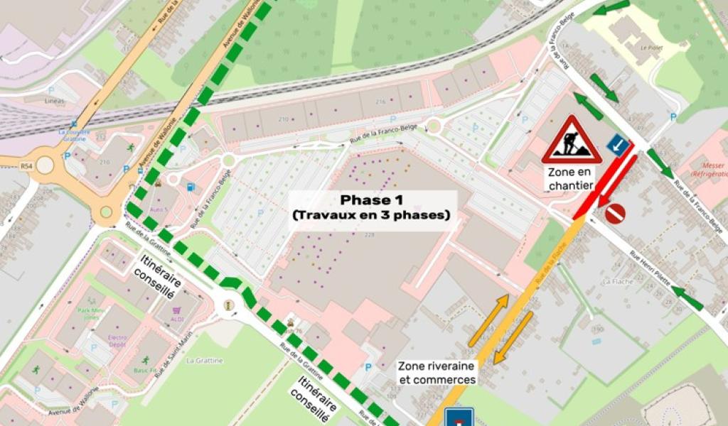 La Louvière : un chantier en trois phases va débuter rues de la Flache et de la Franco-Belge