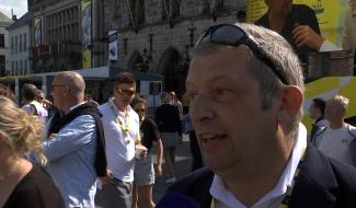 CYCLISME : Gautier De Winter interviewé lors du départ du Tour de France à Binche