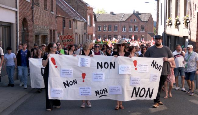 La grogne des enseignants à Binche